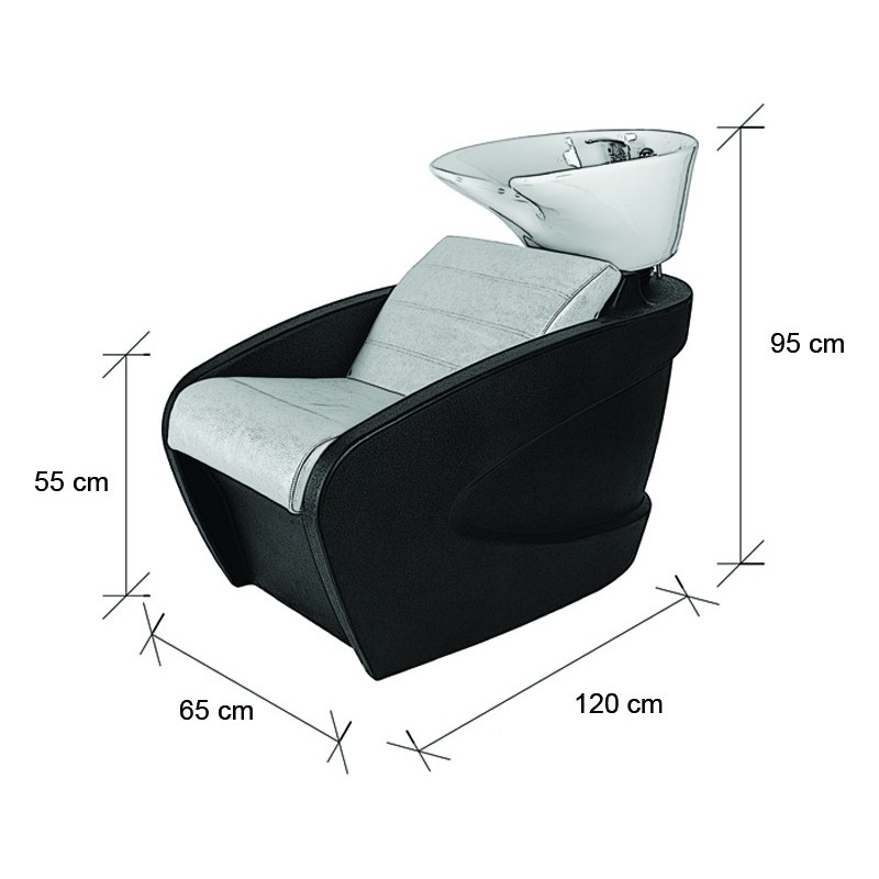 Myjnia fryzjerska Vanity - czarna - biała misa -Fotele fryzjerskie Ayala 48h- 